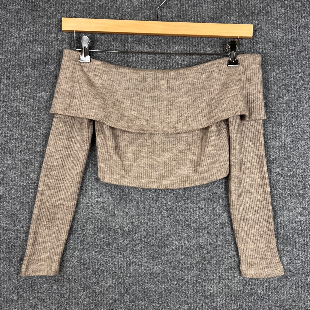 Lovers and Friends Ribbed Off The Shoulder Long Sleeve Crop Sweater Top‎ XS